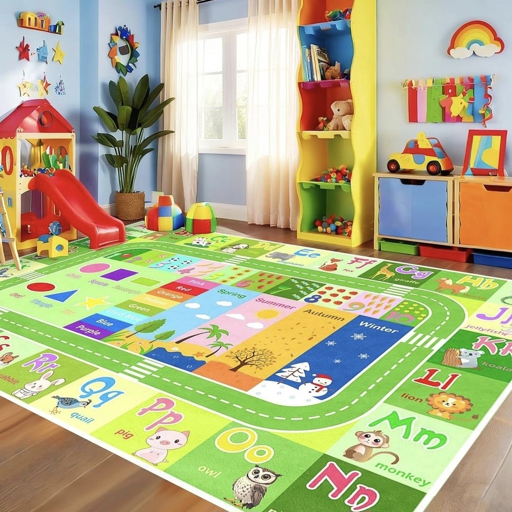 BATATADOCE Kids Rugs for Playroom 2.5' x 4', Animals, Colors, ABC Rug, Decor